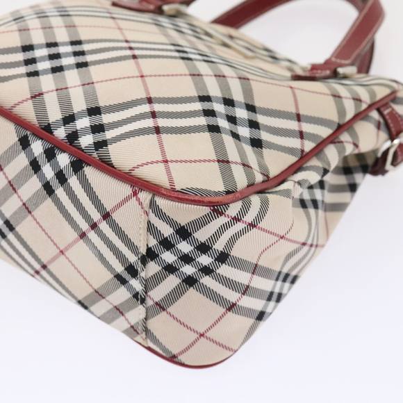 BURBERRY Nova Check Blue Label Hand Bag Canvas Beige Red Auth 46683 - Picture 9 of 16